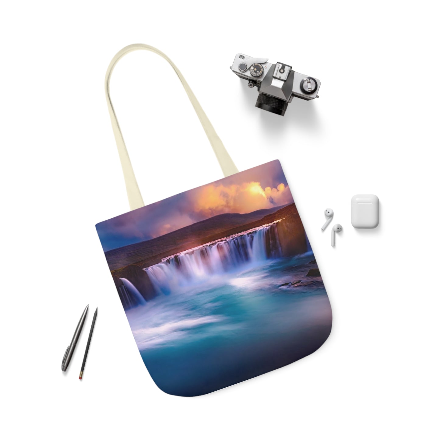 Waterfall - Canvas Tote Bag, 5-Color Straps