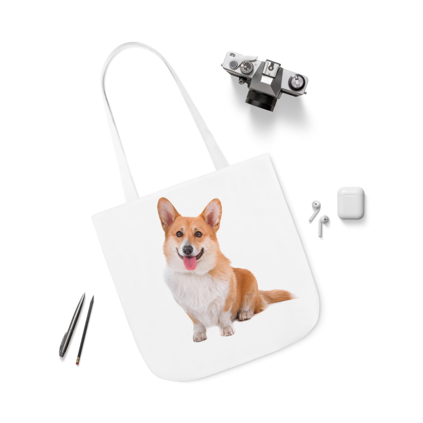 Corgi 1 - Canvas Tote Bag, 5-Color Straps