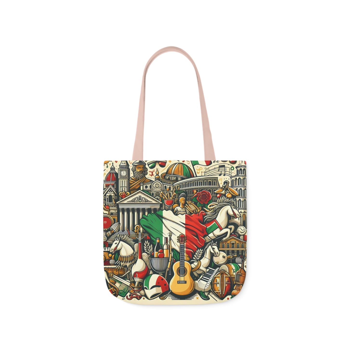 Italian Mural - Canvas Tote Bag, 5-Color Straps