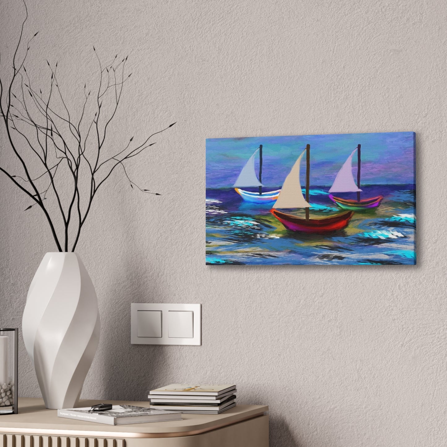 Sail Boats - Pastel _ Canvas Stretched, 0.75"