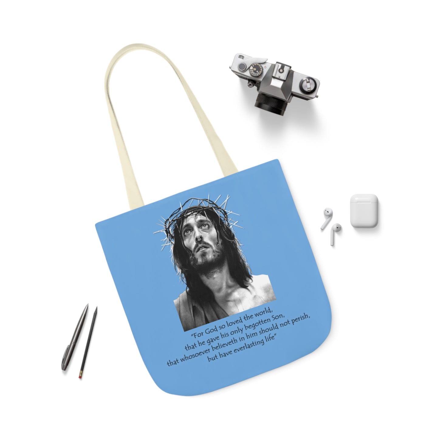 John 3:16 - Canvas Tote Bag, 5-Color Straps - Religion - Easter