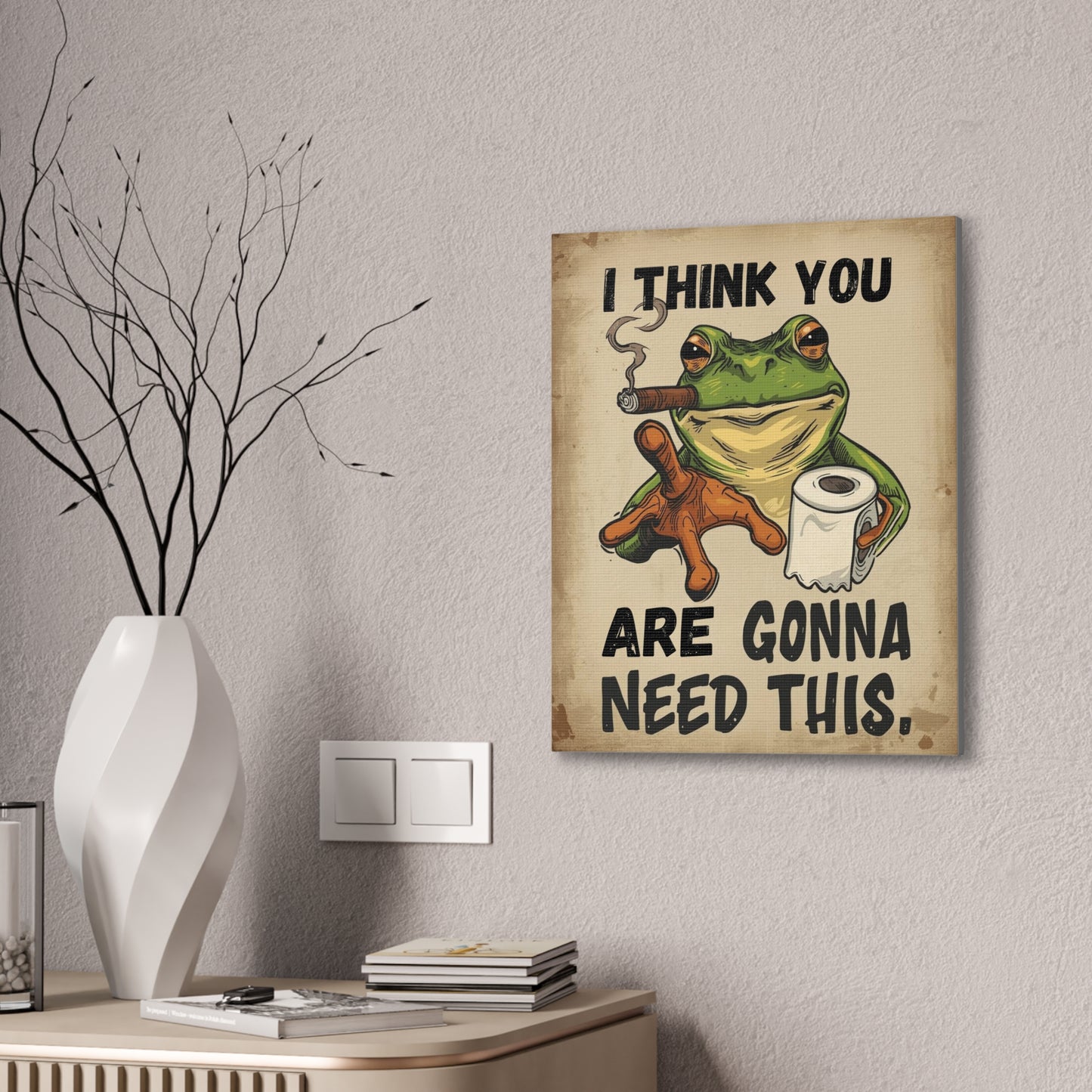 Frog - Canvas Stretched, 0.75" - 2026 Wall Art - Bathroom Humor
