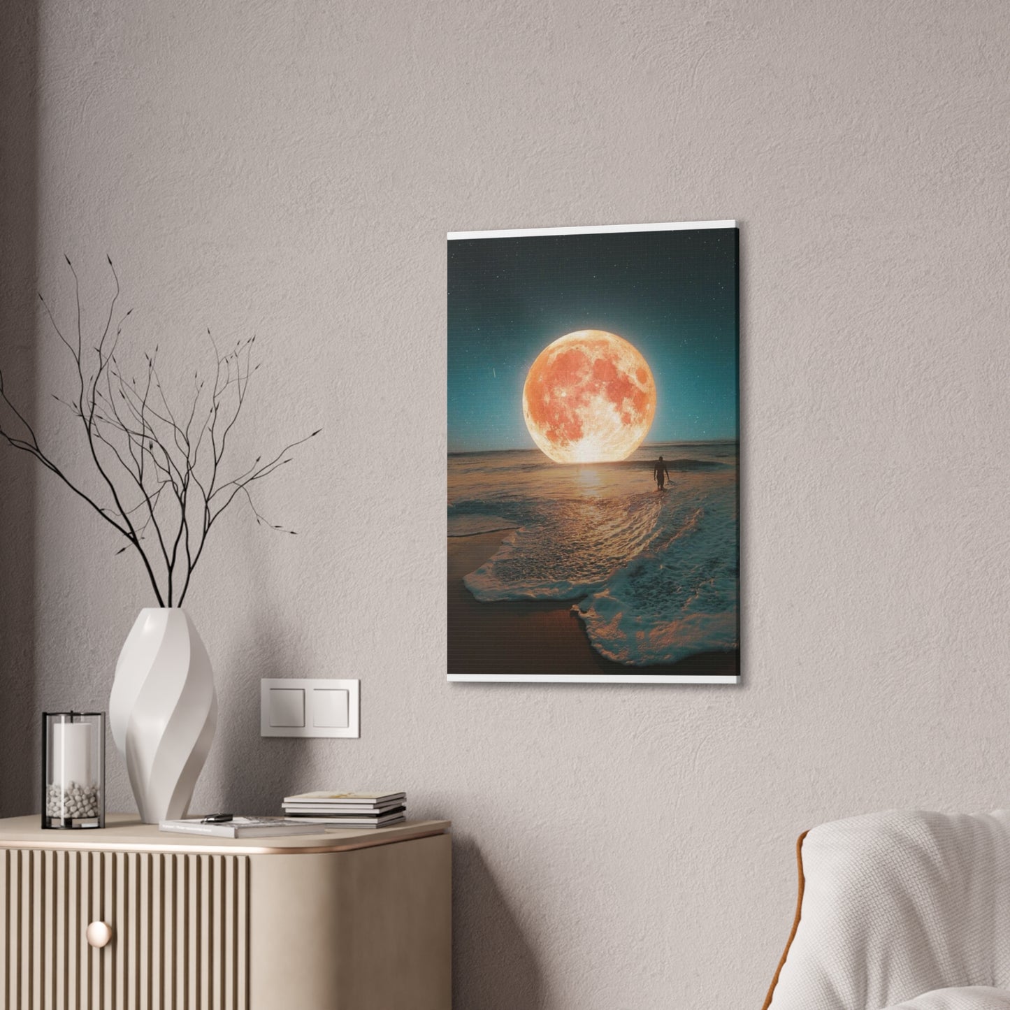 Moon on the water - Canvas Stretched, 0.75"