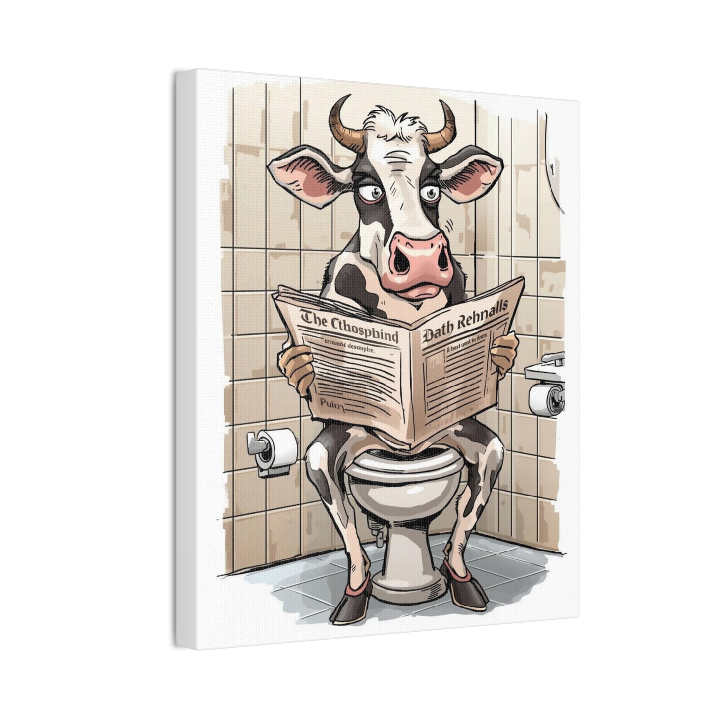Steer in the John - Canvas Stretched, 0.75" - Wall Art 2026 - Bathroom Humor