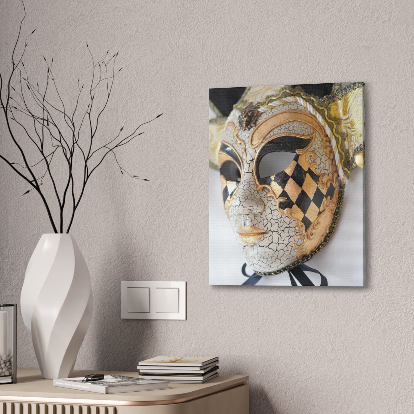 Gold and Silver Mask - Canvas Stretched, 0.75"