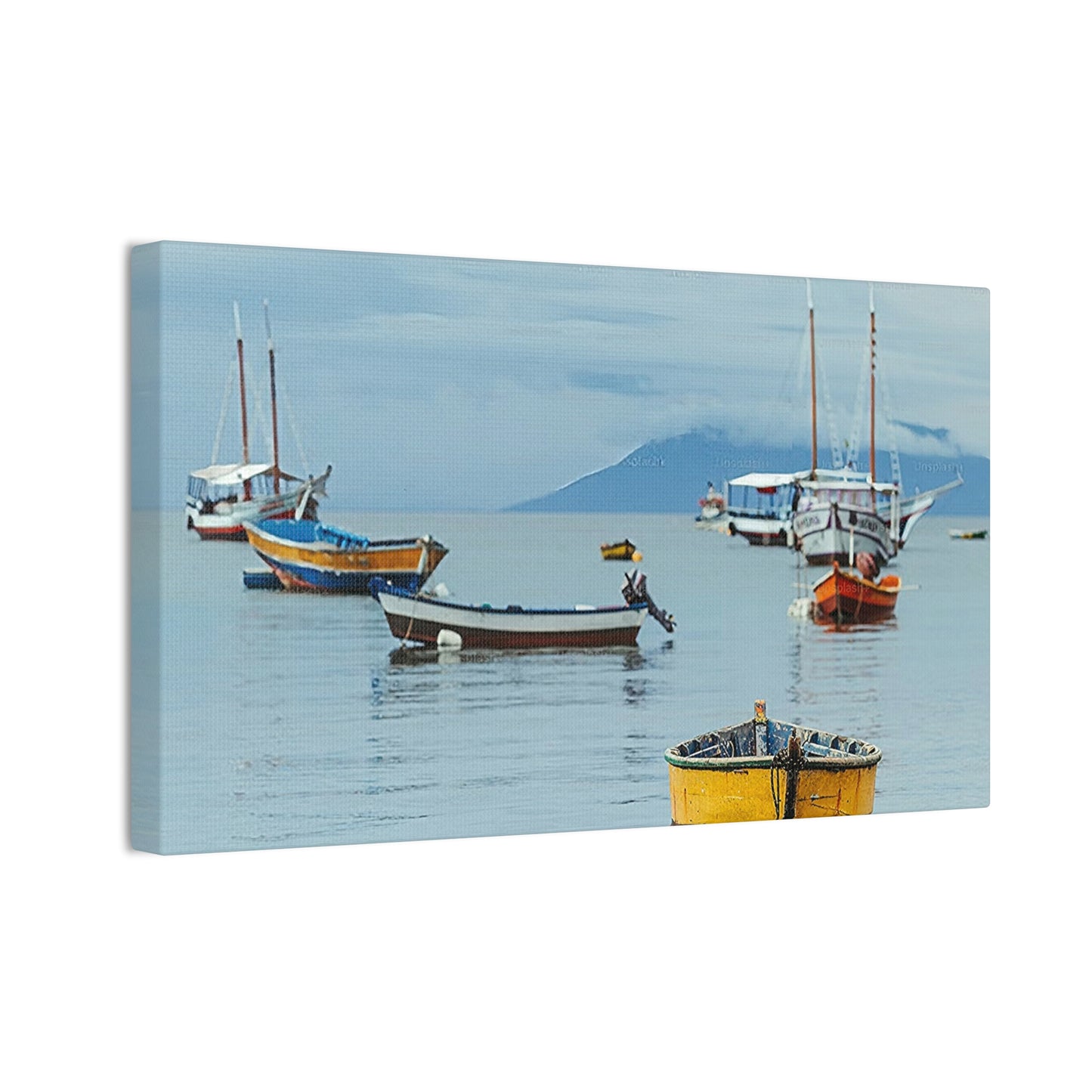 Boats in Harbor _ Canvas Stretched, 0.75"