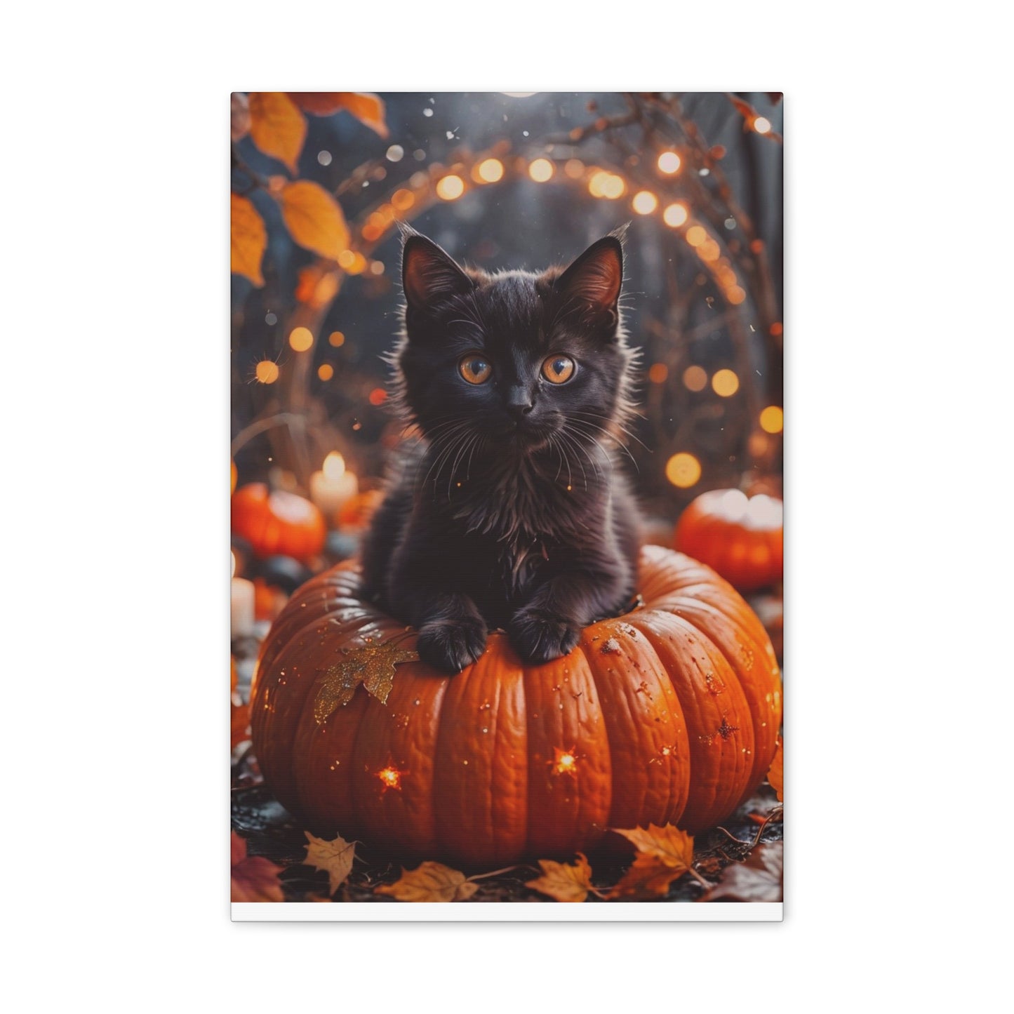 Kitty in Pumkin - Canvas Stretched, 0.75" - Halloween