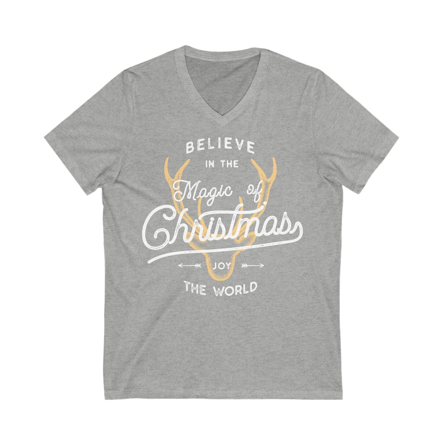 Believe - Unisex Jersey Short Sleeve V-Neck T-Shirts - Christmas