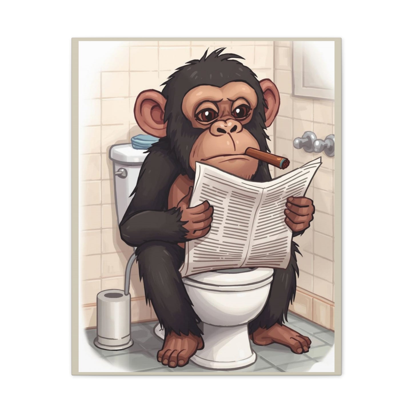 Chimp on the pot - Canvas Stretched, 0.75" - Wall Art 2026 - Bathroom Humor