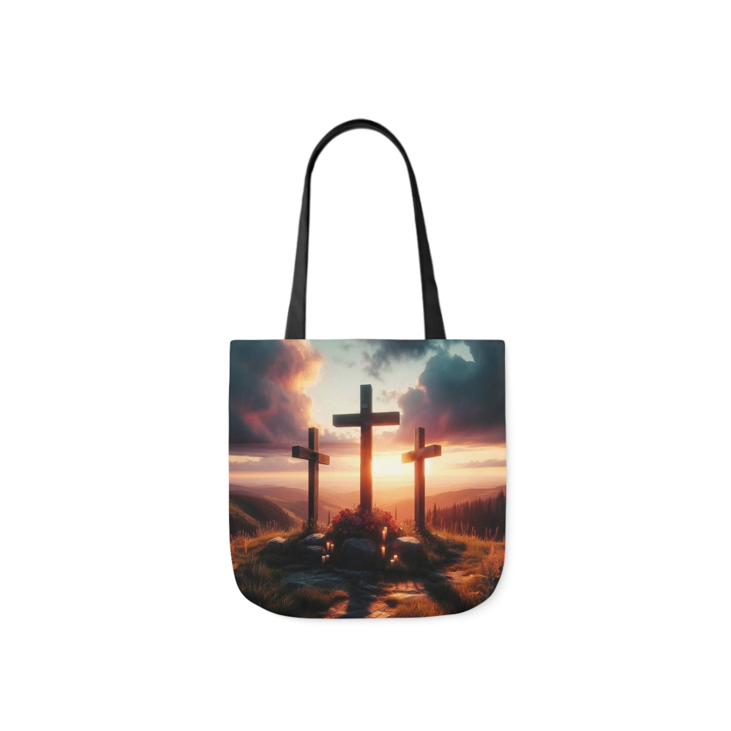 Calvary - Canvas Tote Bag, 5-Color Straps - Easter - Religious