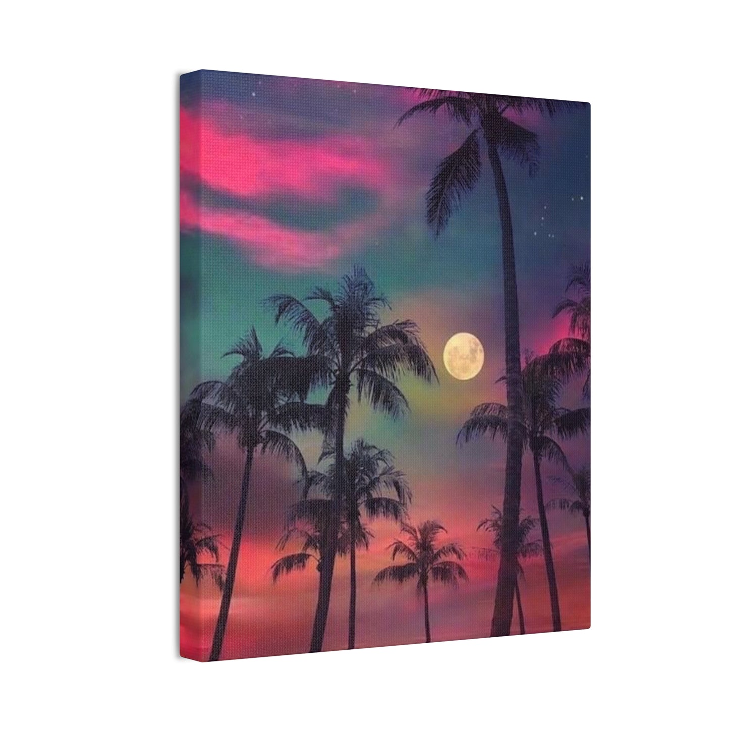 Moon Rise Palms - Canvas Stretched, 0.75"