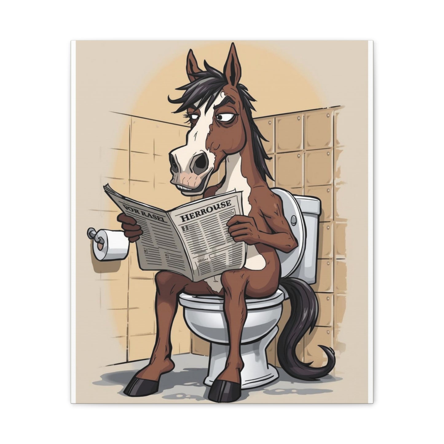 Horse on the can - Canvas Stretched, 0.75" - Wall Art 2026 - Bathroom Humor