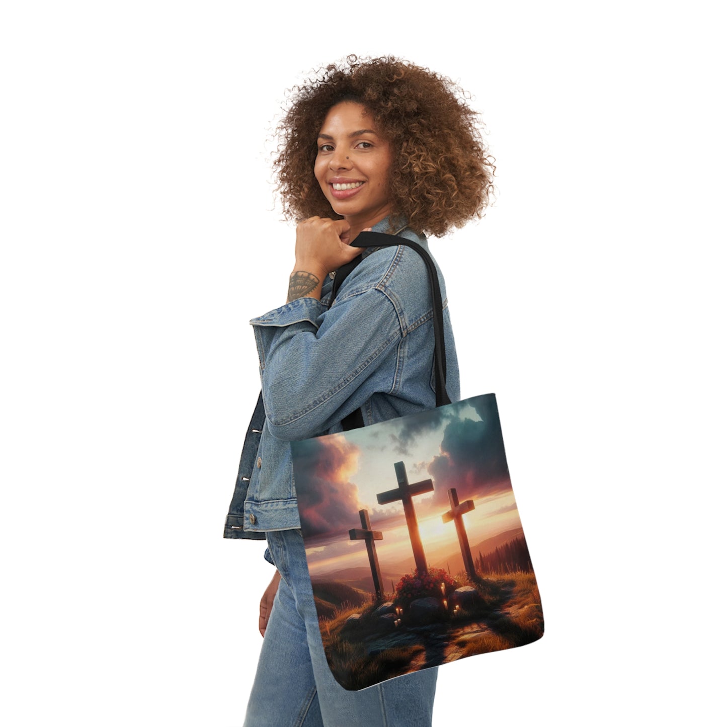 Calvary - Canvas Tote Bag, 5-Color Straps - Easter - Religious