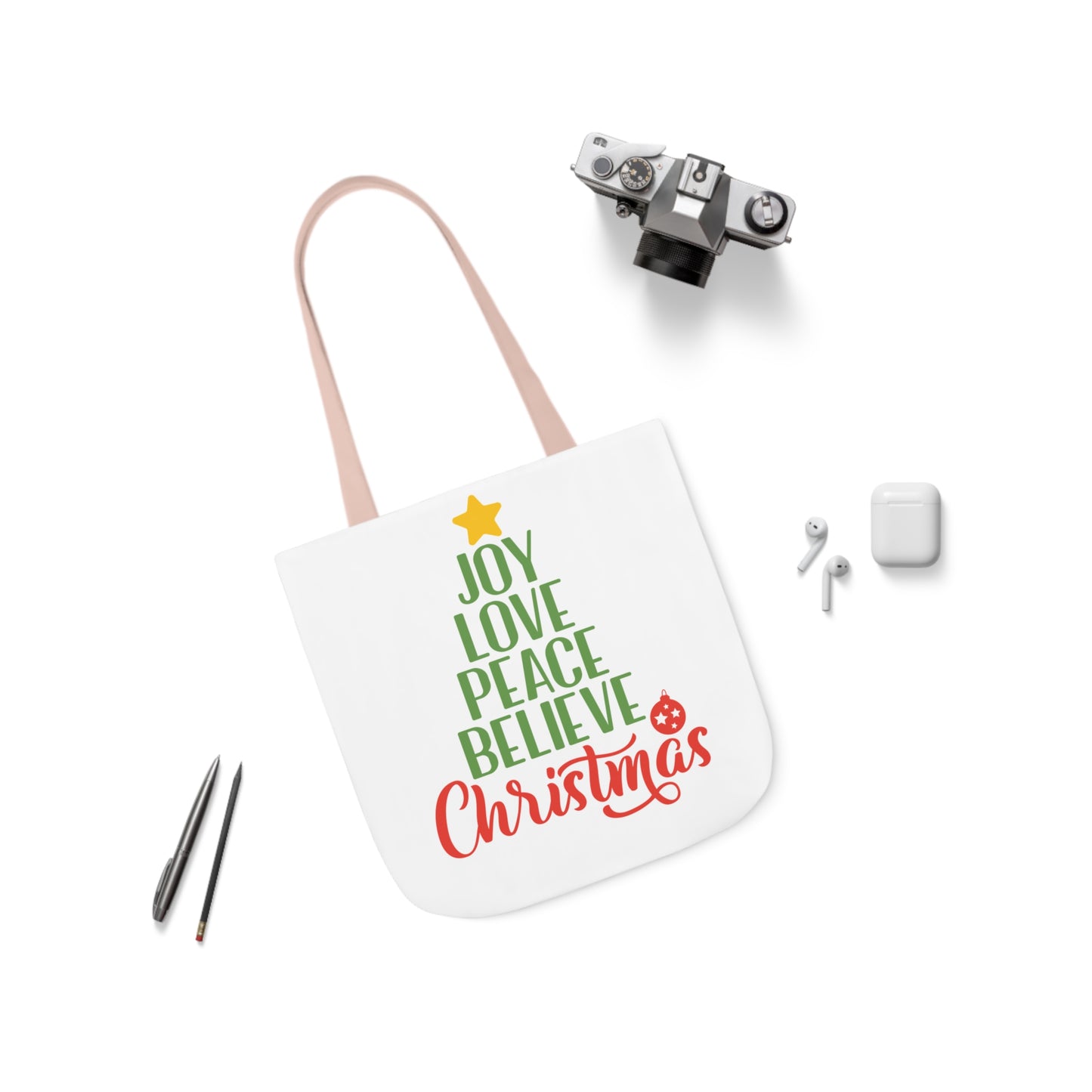 Love - Canvas Tote Bag, 5-Color Straps - Christmas