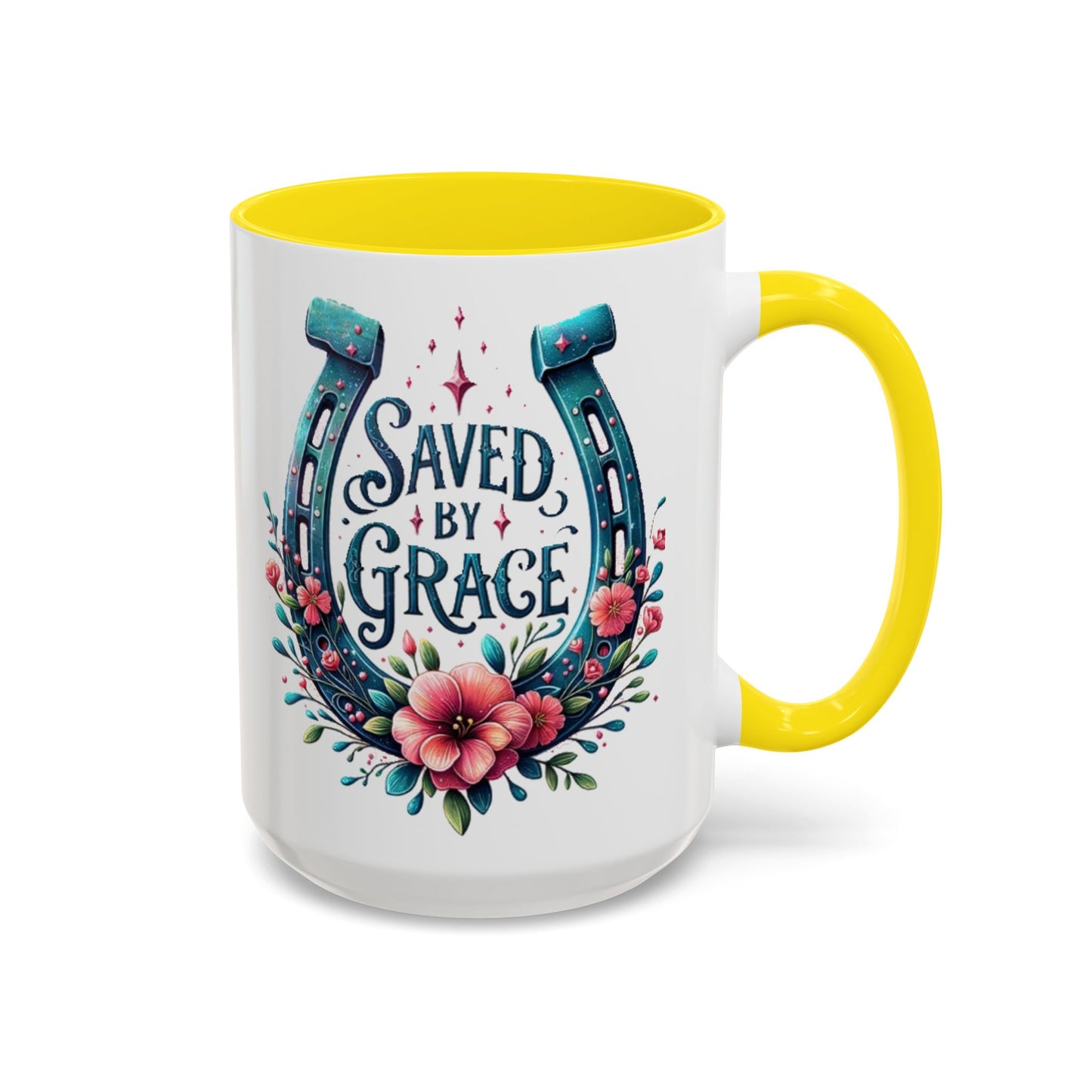 Saved by Grace - Accent Coffee Mug (11, 15oz) - Easter - Mother's Day - Father's Day