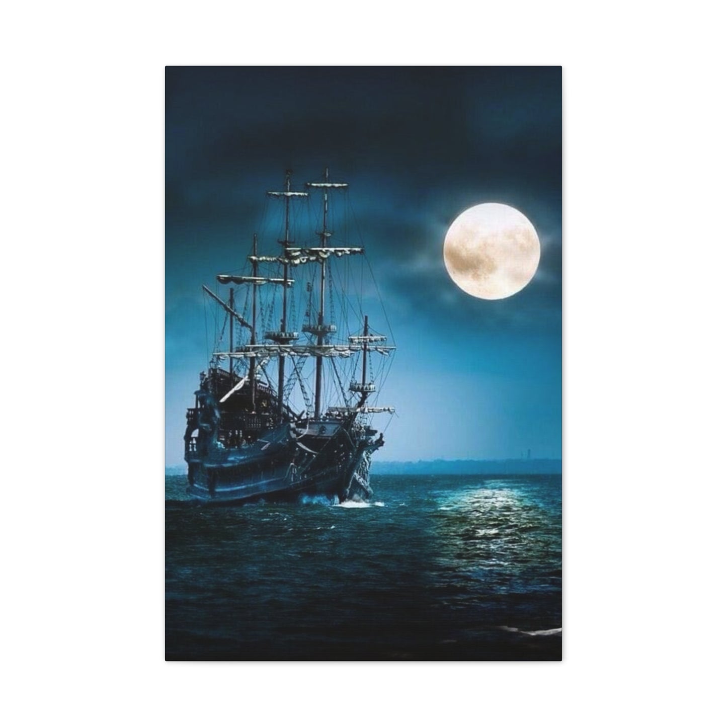 At Sea by Moonlight - Canvas Stretched, 0.75"