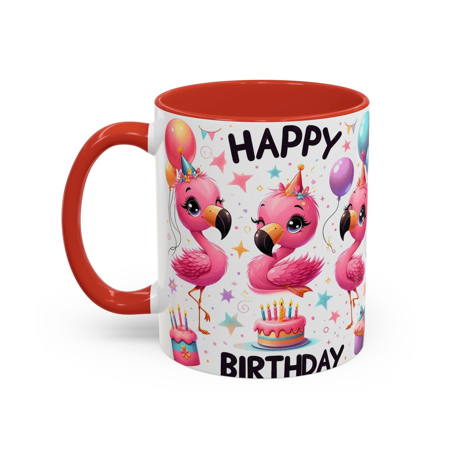 Happy Flamingo Birthday - Accent Coffee Mug (11, 15oz)