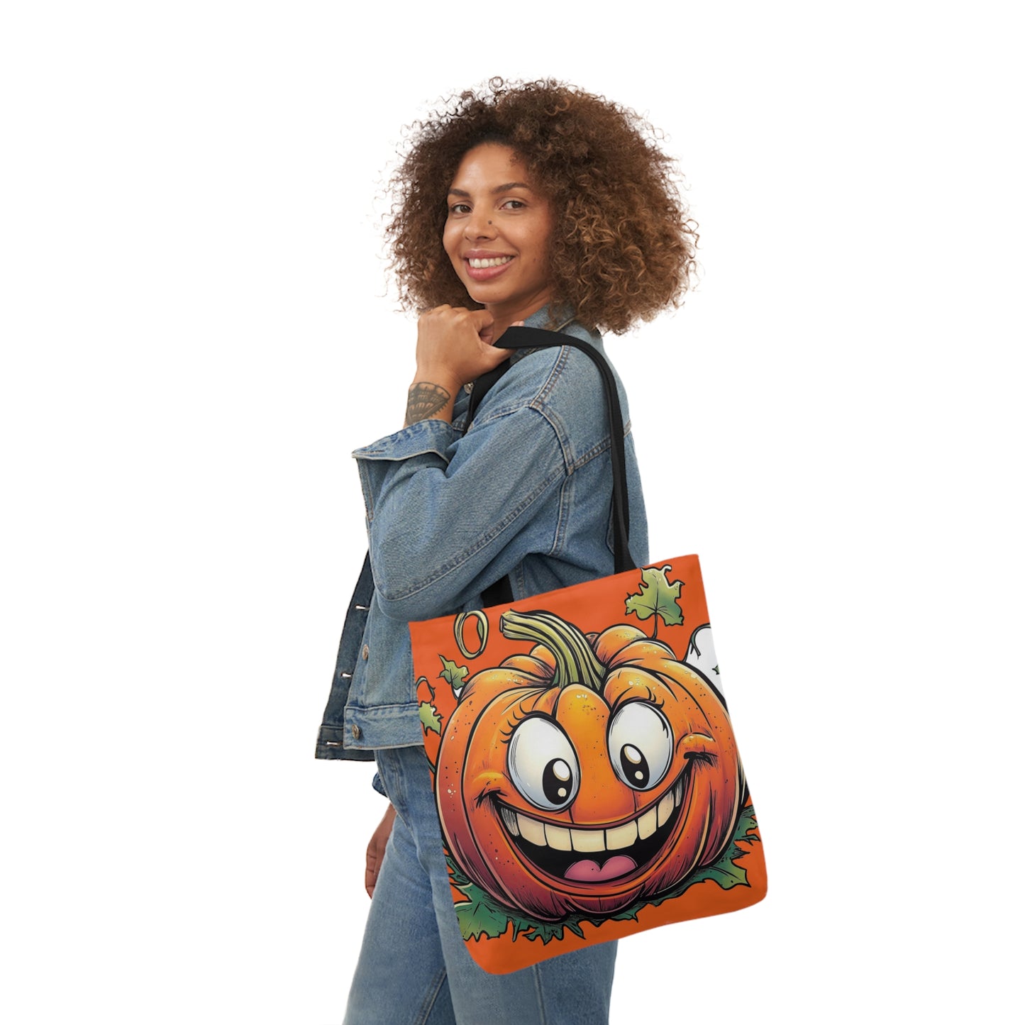 Happy Pumpkin - Canvas Tote Bag, 5-Color Straps - Halloween