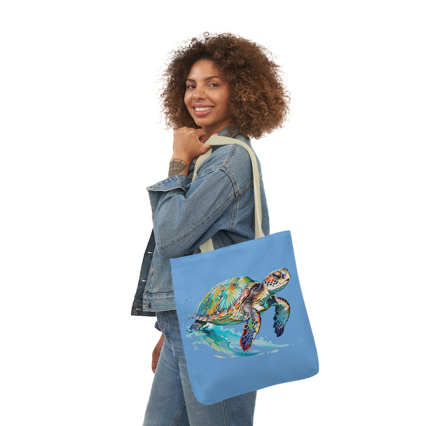 Turtle - Canvas Tote Bag, 5-Color Straps