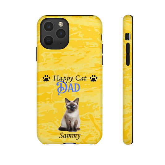 Happy Cat Dad - Personalized - Whimsical Phone Cases - Father's Day