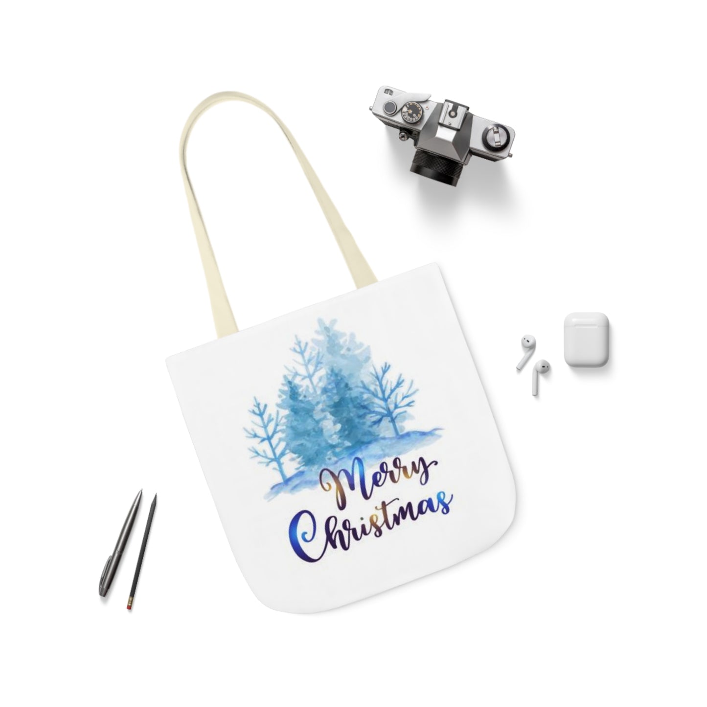 Merry Christmas - Canvas Tote Bag, 5-Color Straps - Christmas