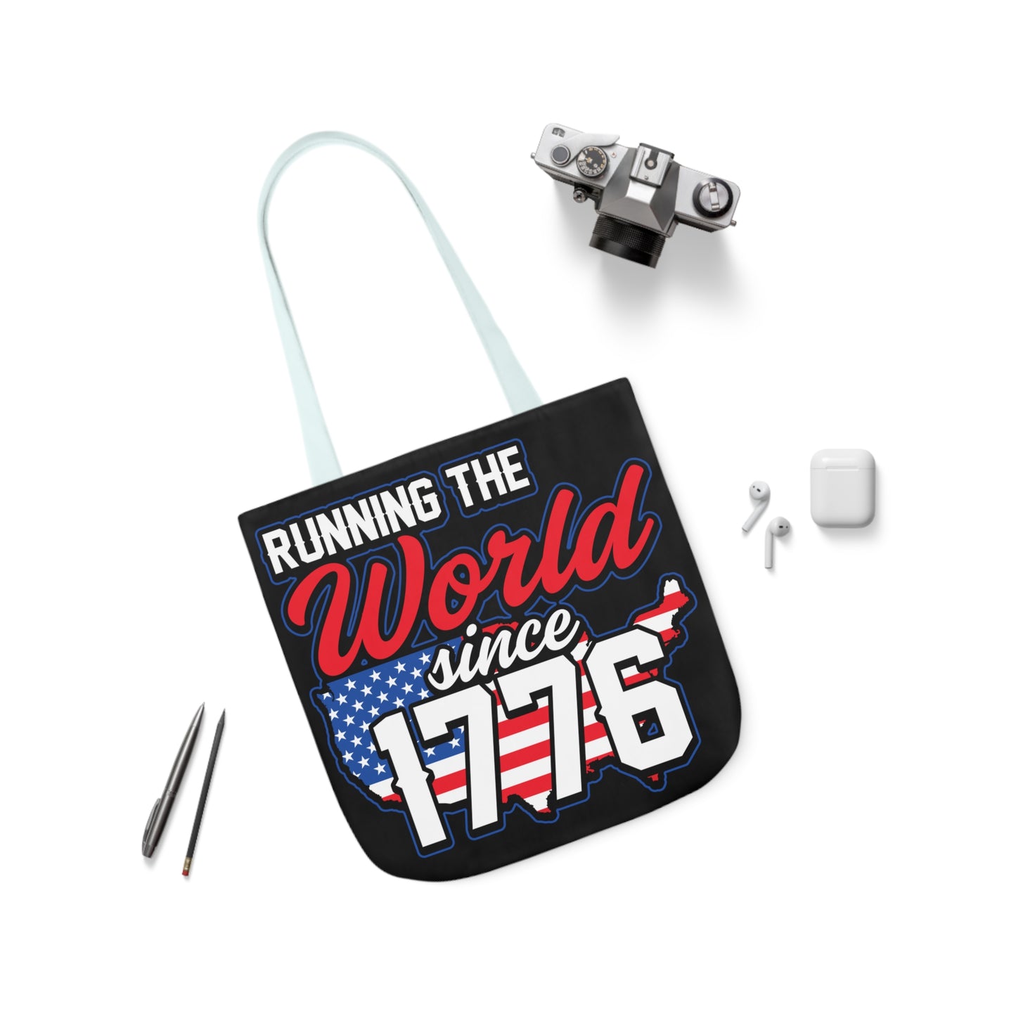 Running the World - Canvas Tote Bag, 5-Color Straps