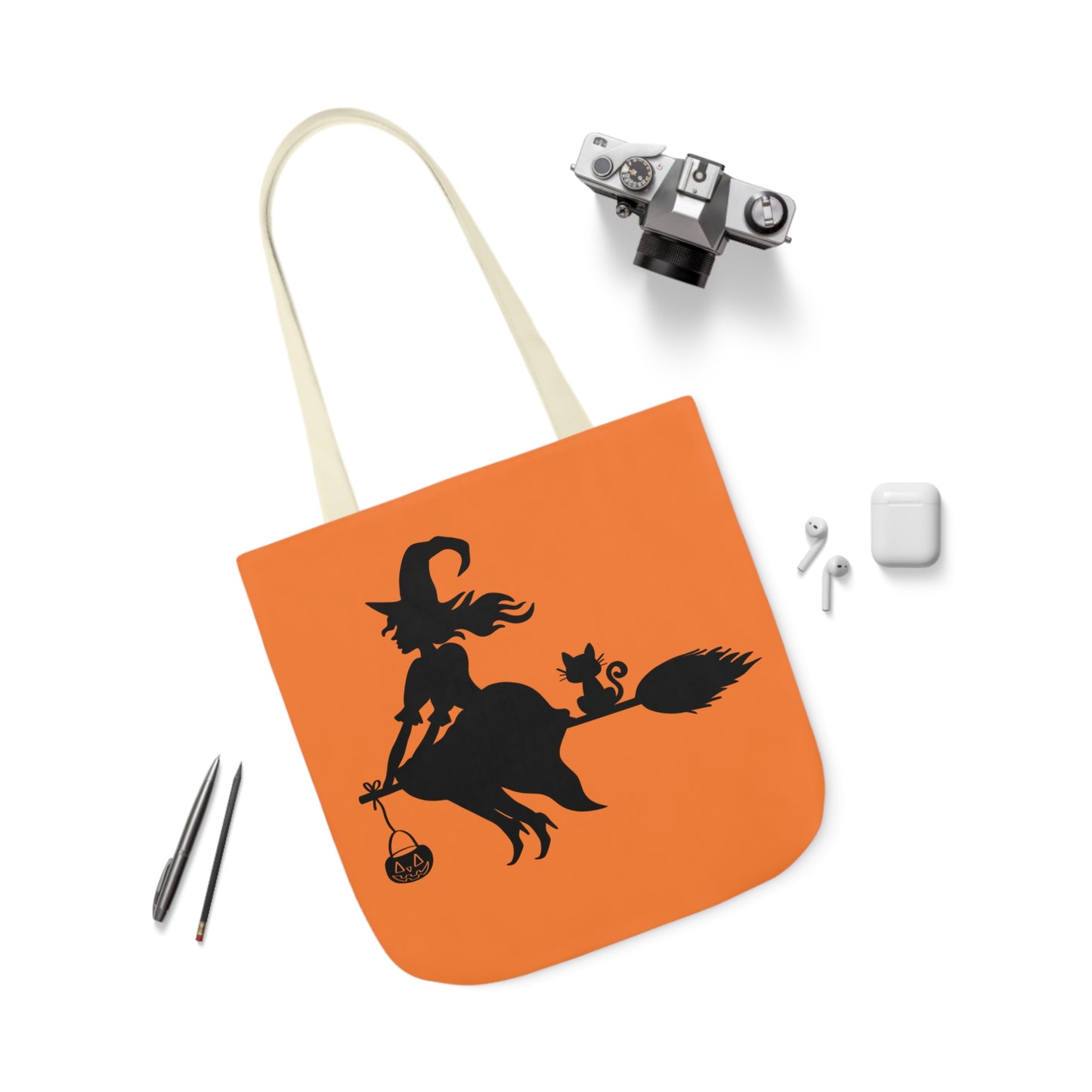 Witch - Canvas Tote Bag, 5-Color Straps - Halloween