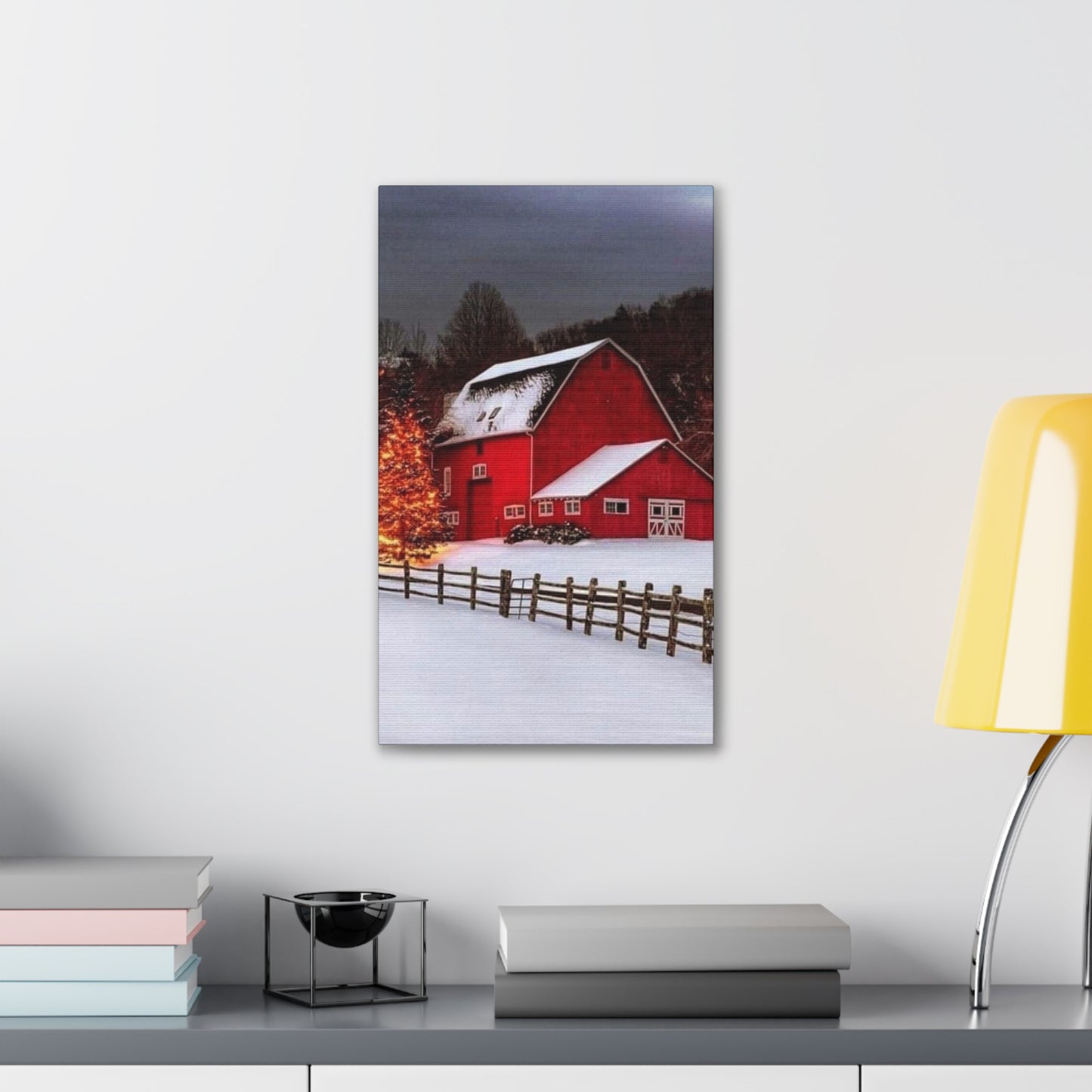 Barn in Winter - Canvas Stretched, 0.75"