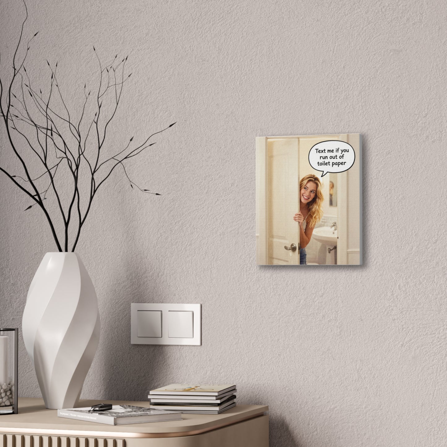 Text Me - Canvas Stretched, 0.75"- Wall Art 2026 - Bathroom Humor