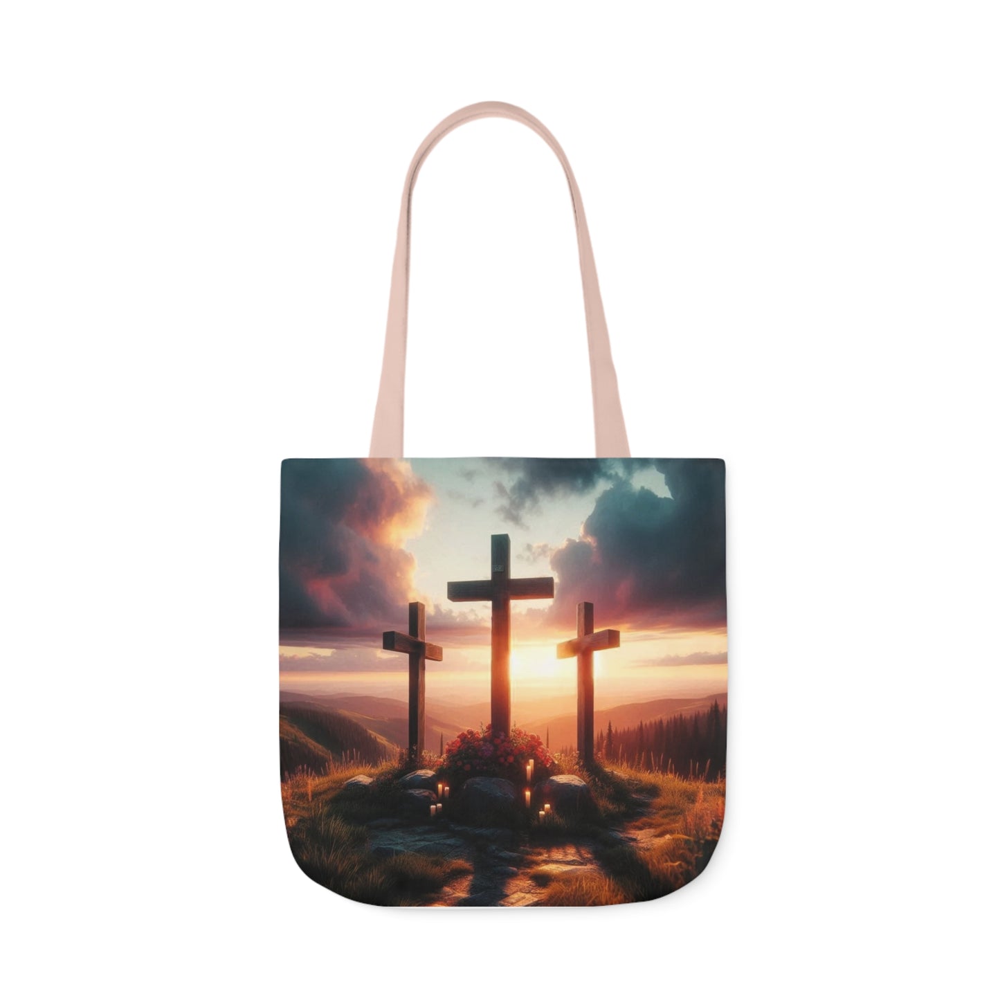 Calvary - Canvas Tote Bag, 5-Color Straps - Easter - Religious