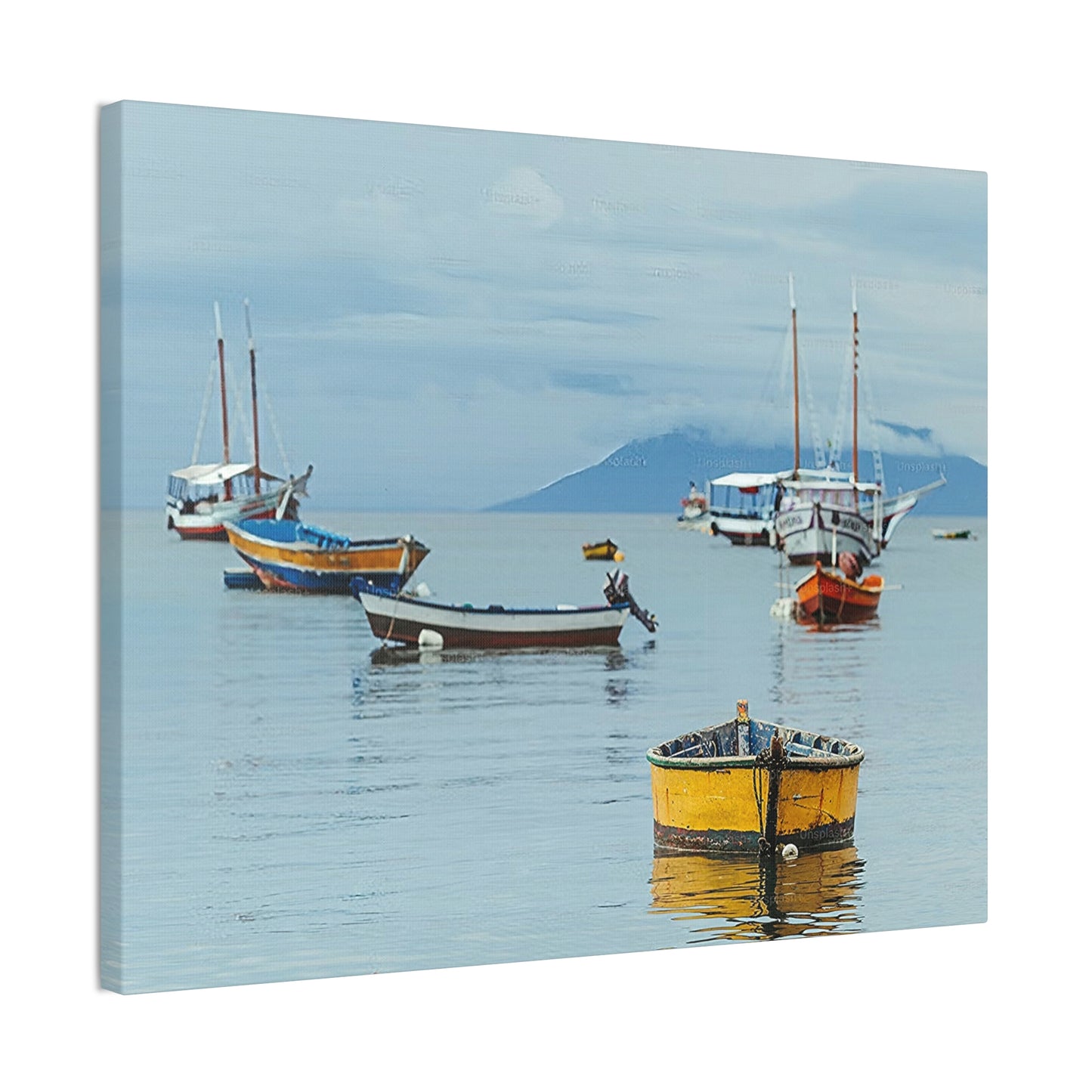 Boats in Harbor _ Canvas Stretched, 0.75"