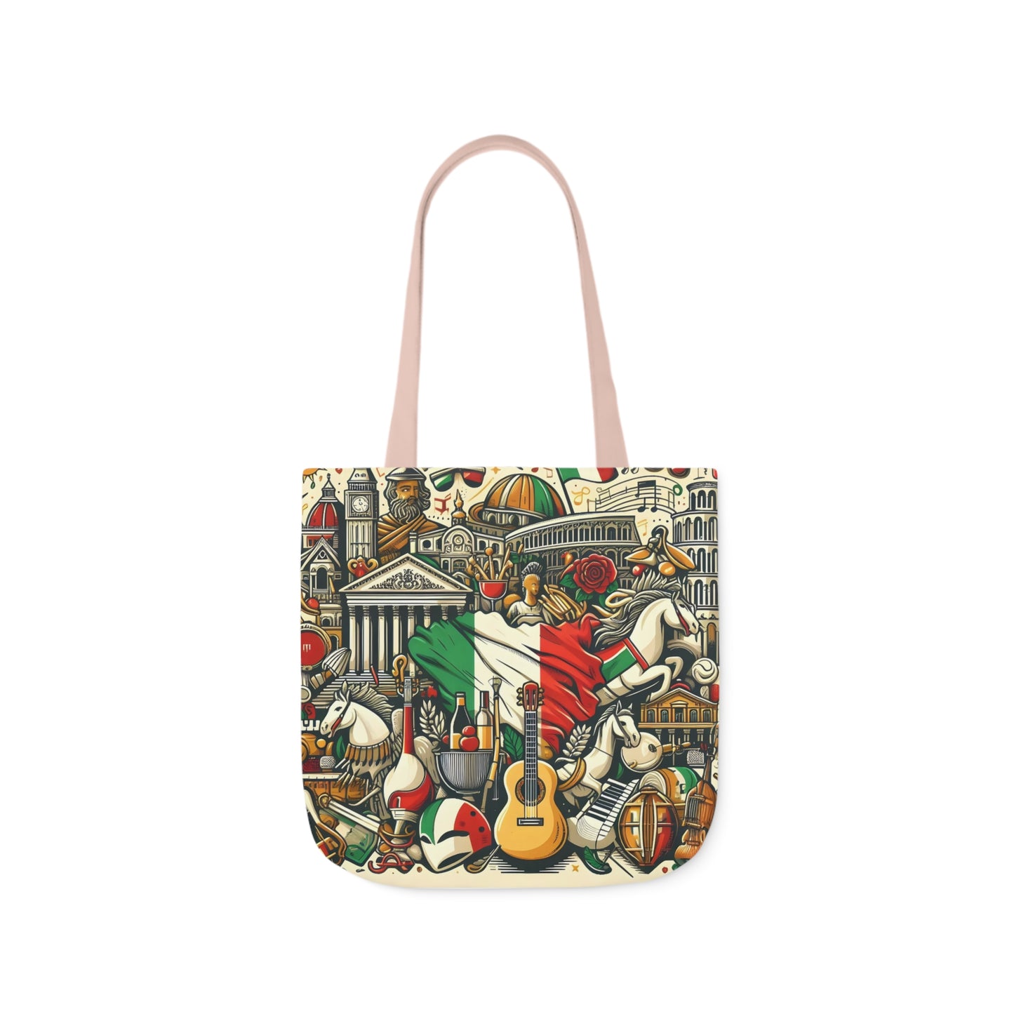 Italian Mural - Canvas Tote Bag, 5-Color Straps