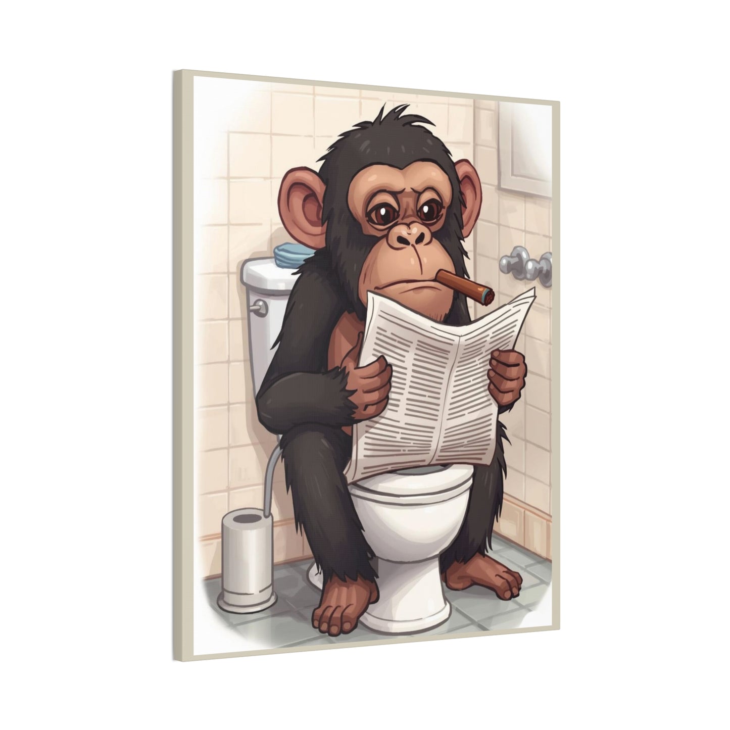 Chimp on the pot - Canvas Stretched, 0.75" - Wall Art 2026 - Bathroom Humor