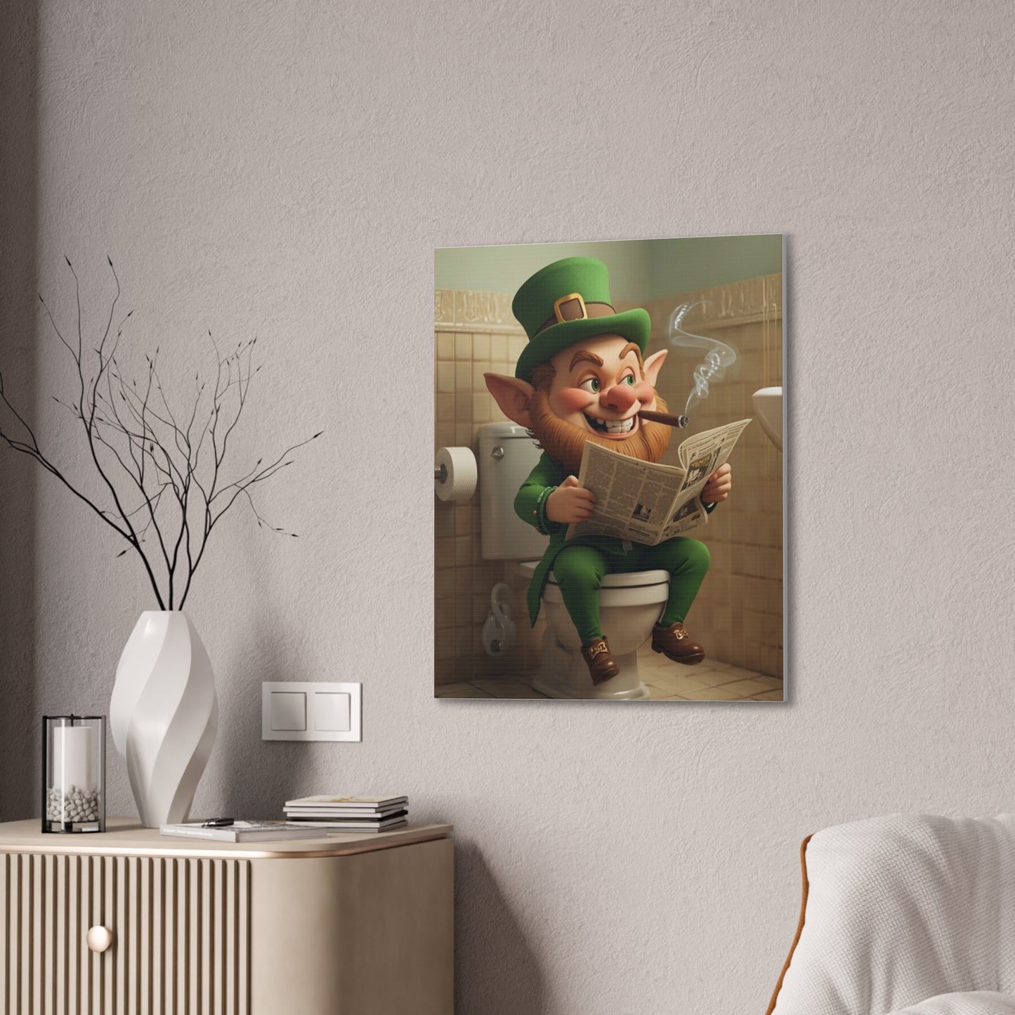 Leprechaun - Canvas Stretched, 0.75" - Wall art 2026 - Bathroom Humor
