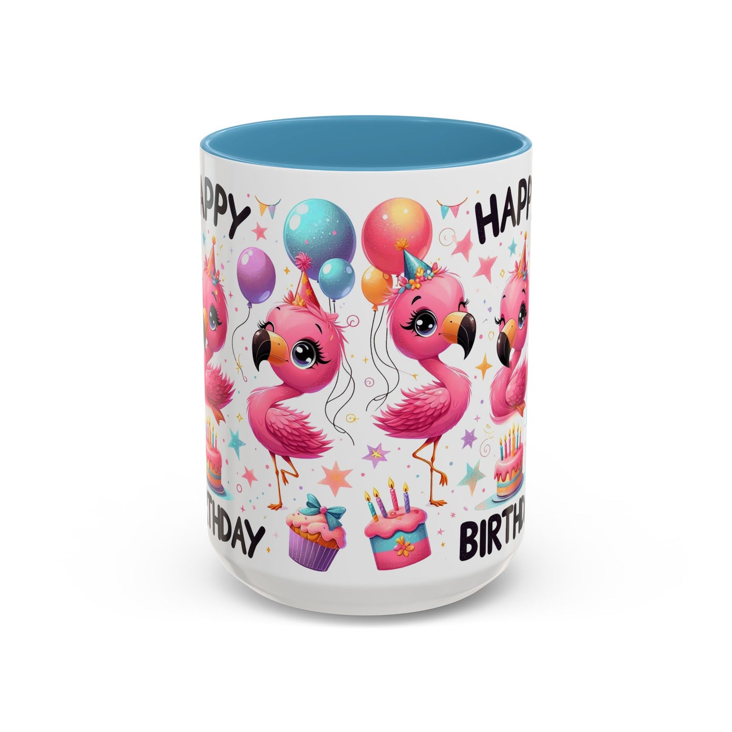 Happy Flamingo Birthday - Accent Coffee Mug (11, 15oz)