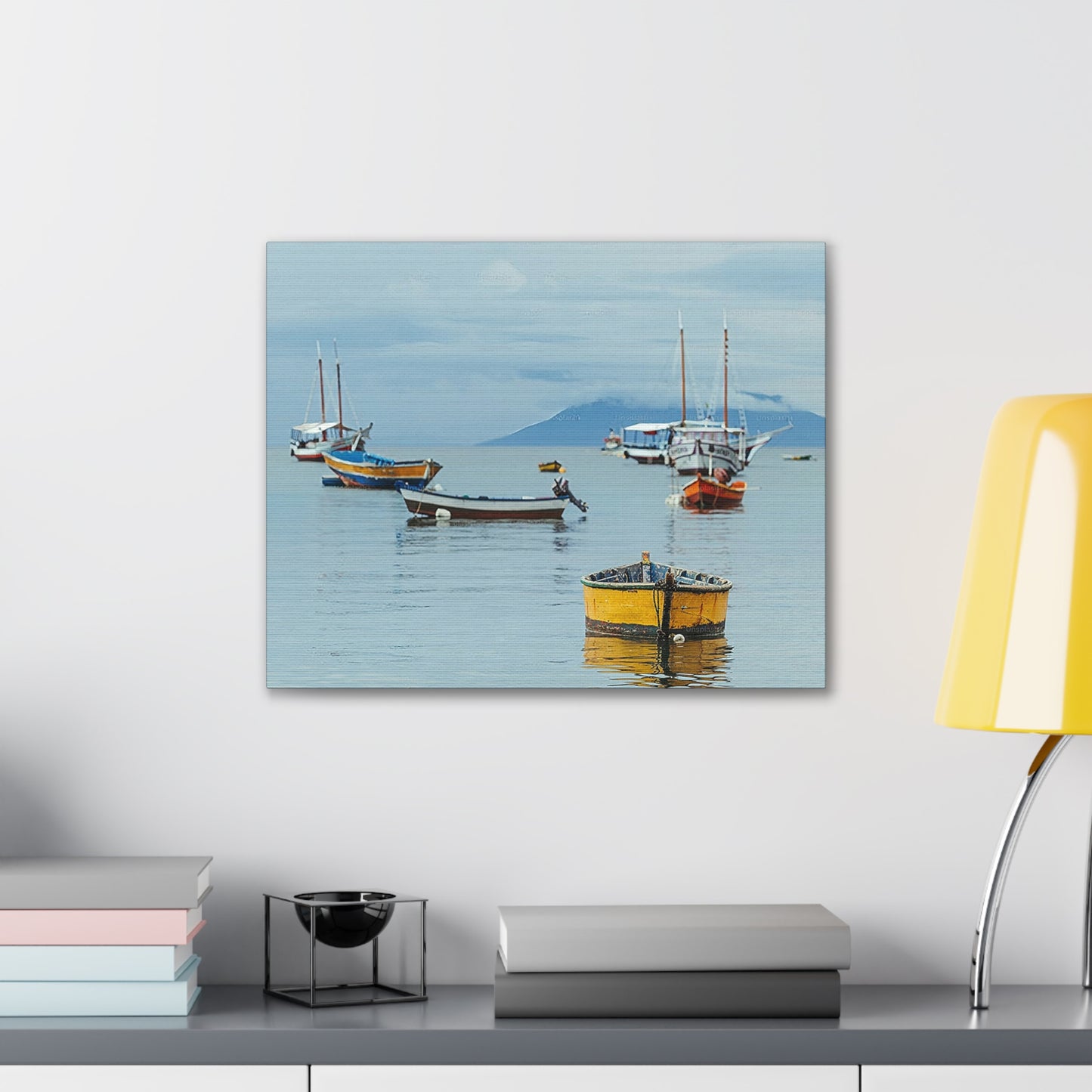 Boats in Harbor _ Canvas Stretched, 0.75"