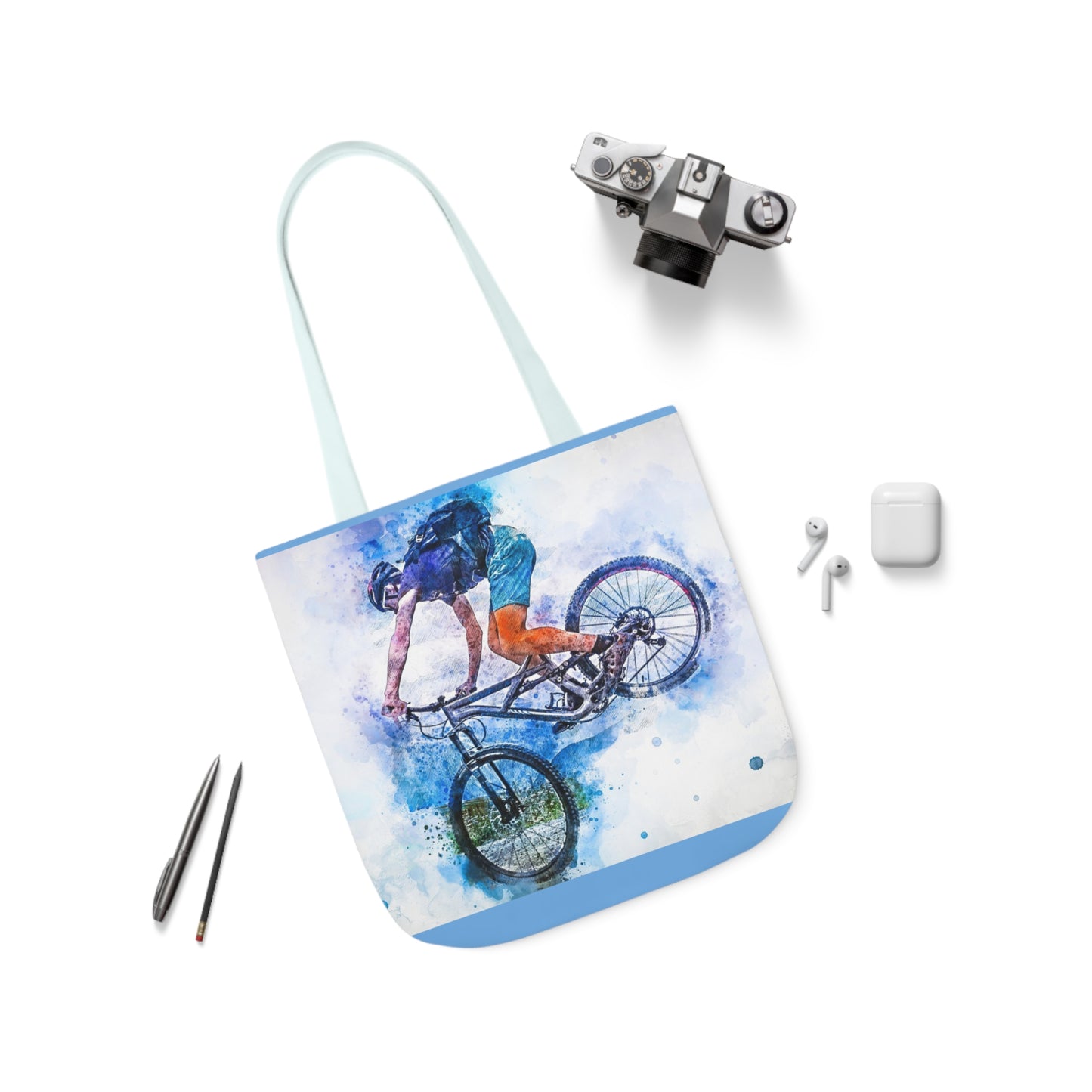 Mountain Bike - Canvas Tote Bag, 5-Color Straps