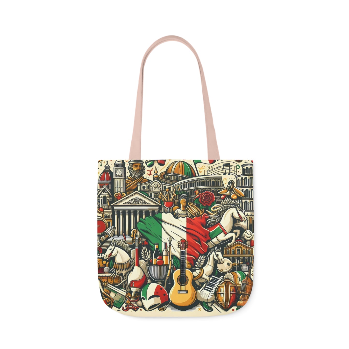 Italian Mural - Canvas Tote Bag, 5-Color Straps