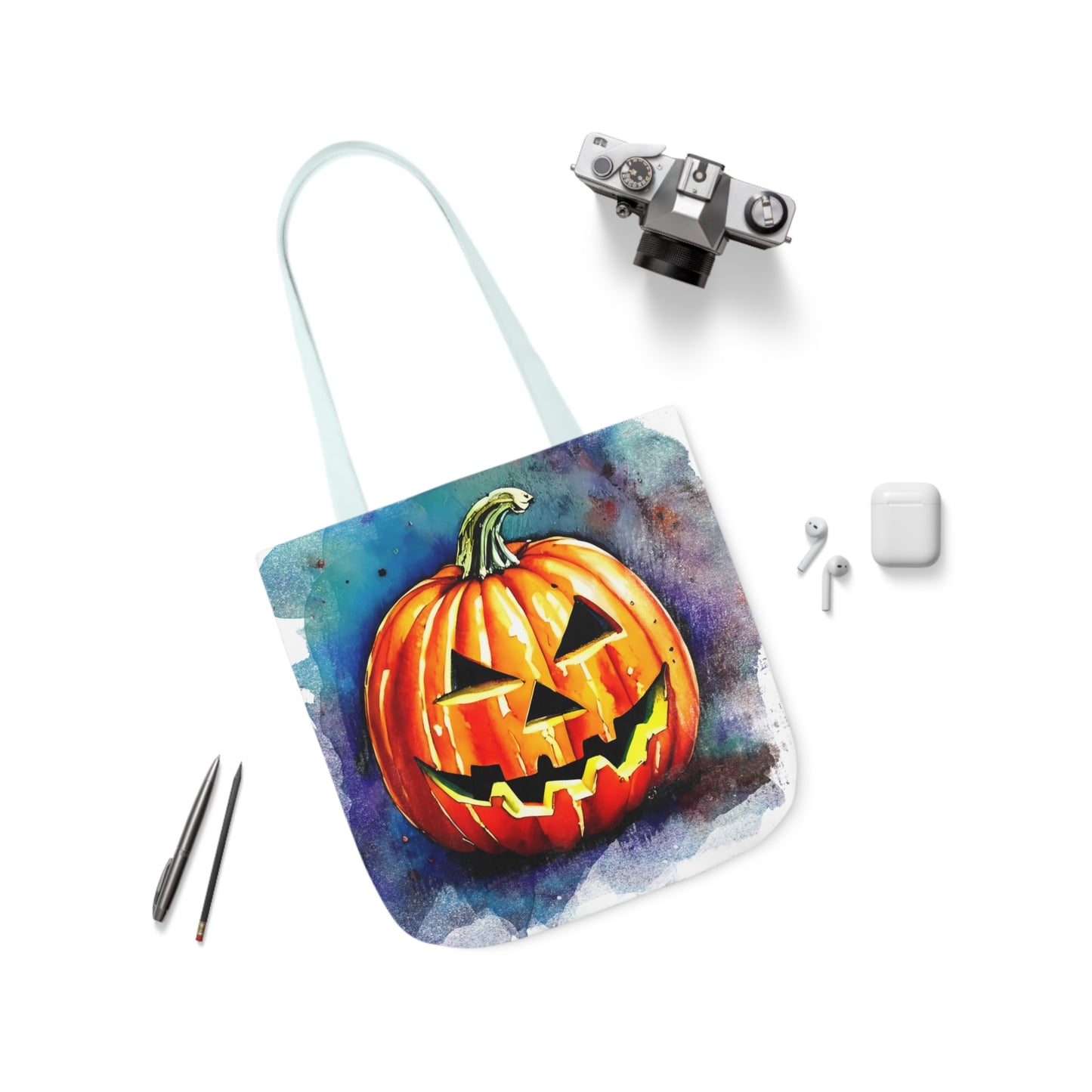 Pumkin Face - Canvas Tote Bag, 5-Color Straps - Halloween