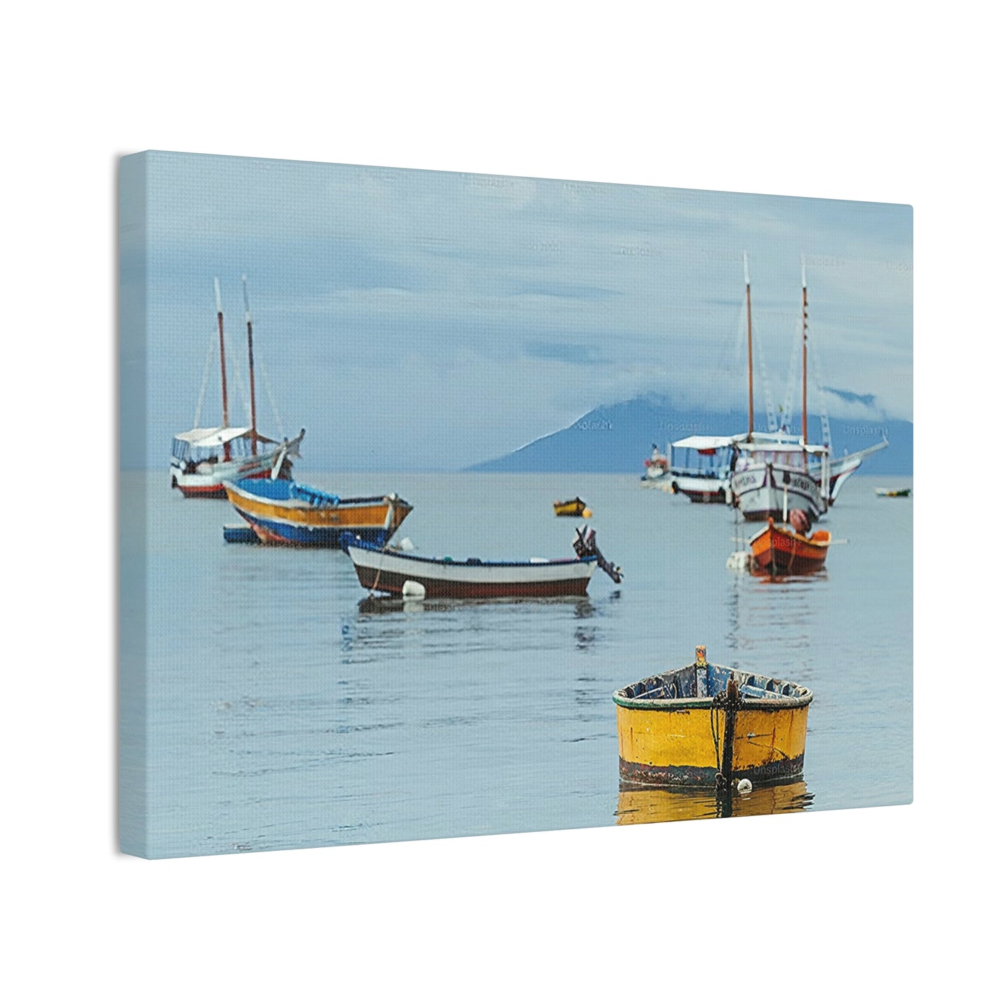 Boats in Harbor _ Canvas Stretched, 0.75"