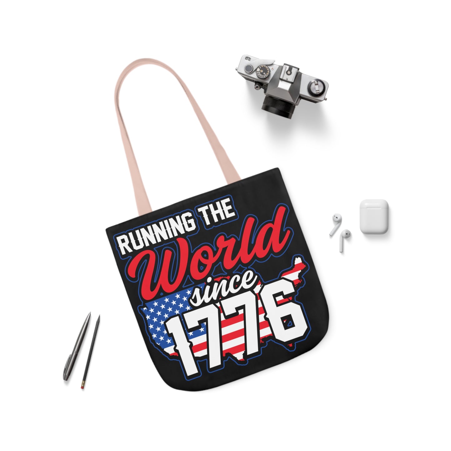 Running the World - Canvas Tote Bag, 5-Color Straps