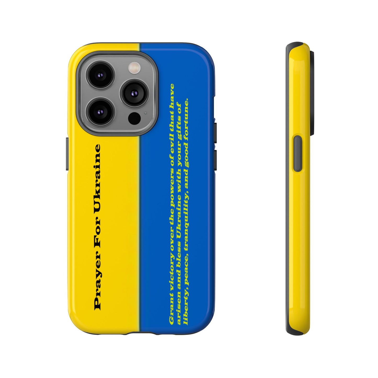 Flag of Ukraine with Prayer - Flag Phone Cases