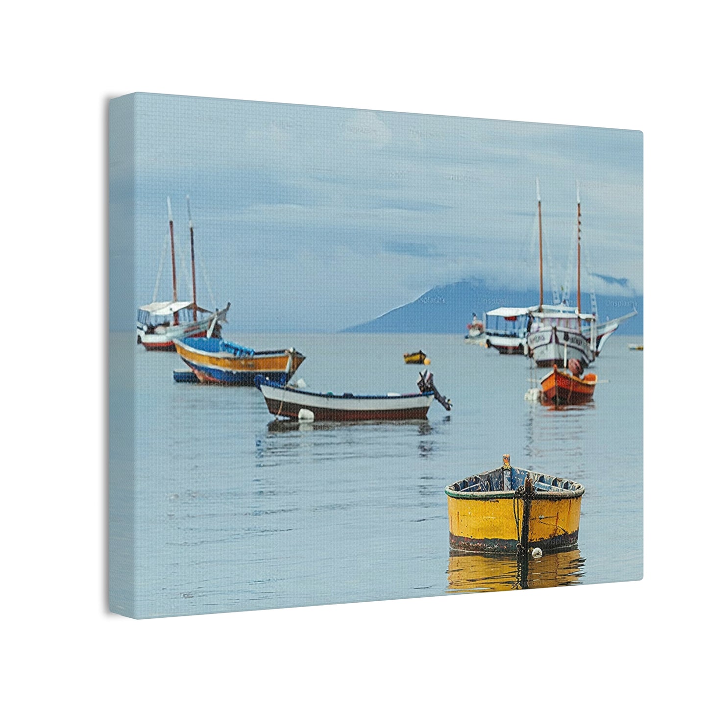 Boats in Harbor _ Canvas Stretched, 0.75"