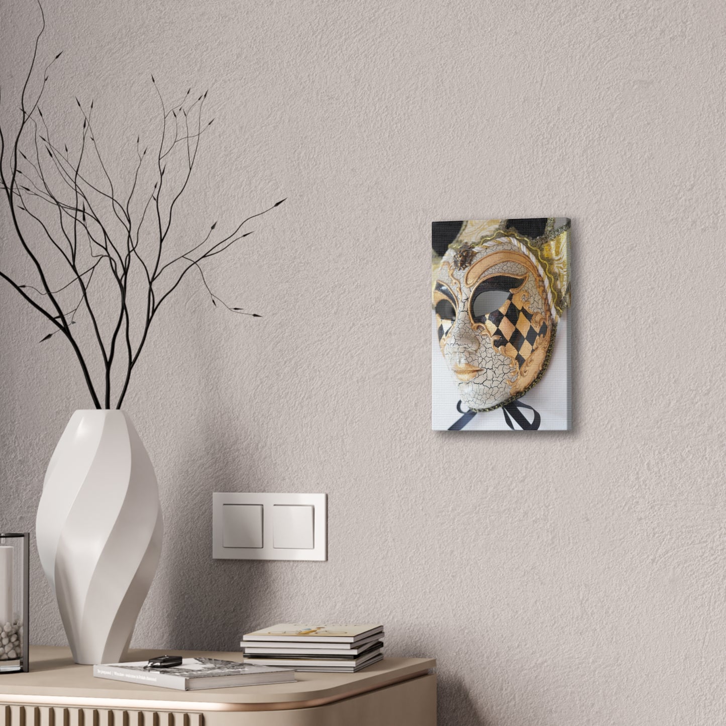 Gold and Silver Mask - Canvas Stretched, 0.75"