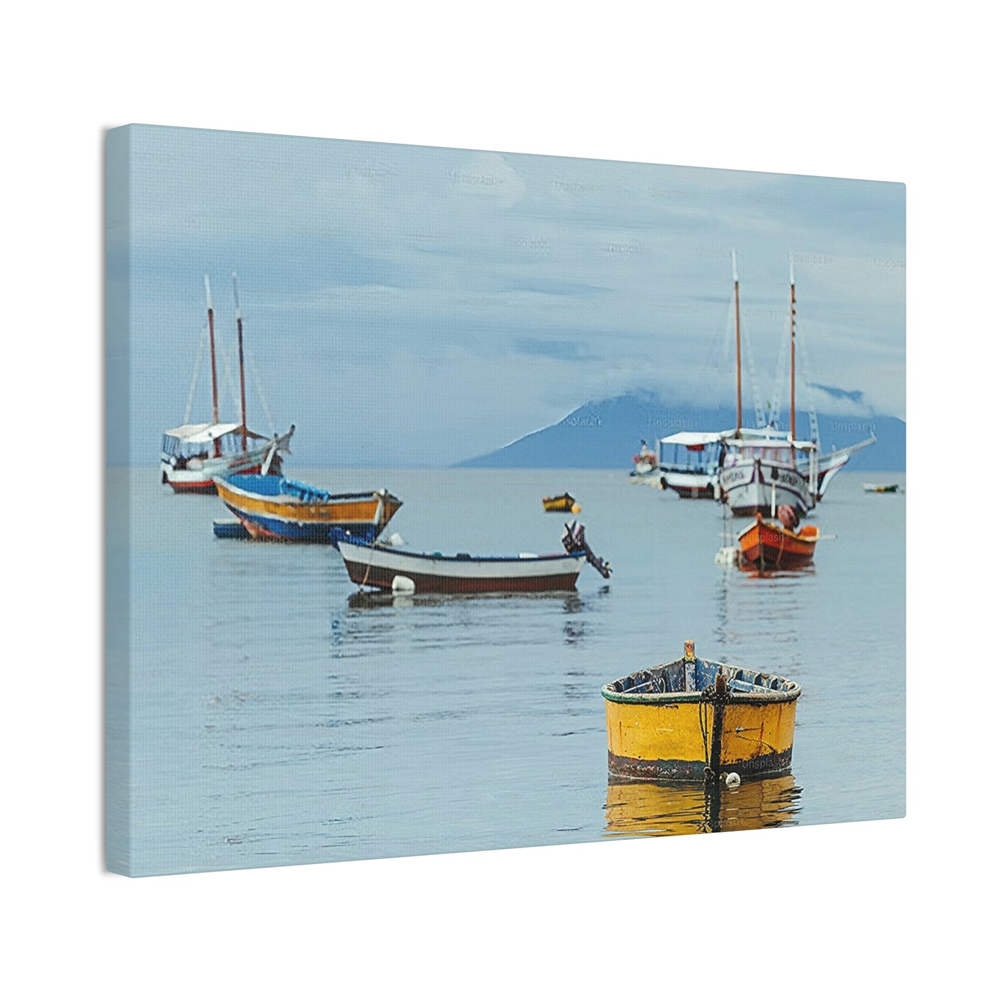 Boats in Harbor _ Canvas Stretched, 0.75"