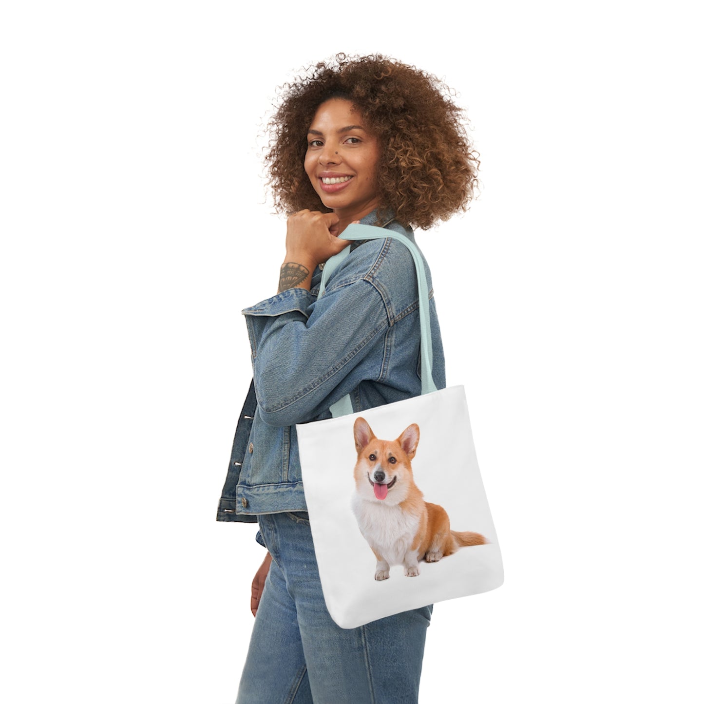 Corgi 1 - Canvas Tote Bag, 5-Color Straps