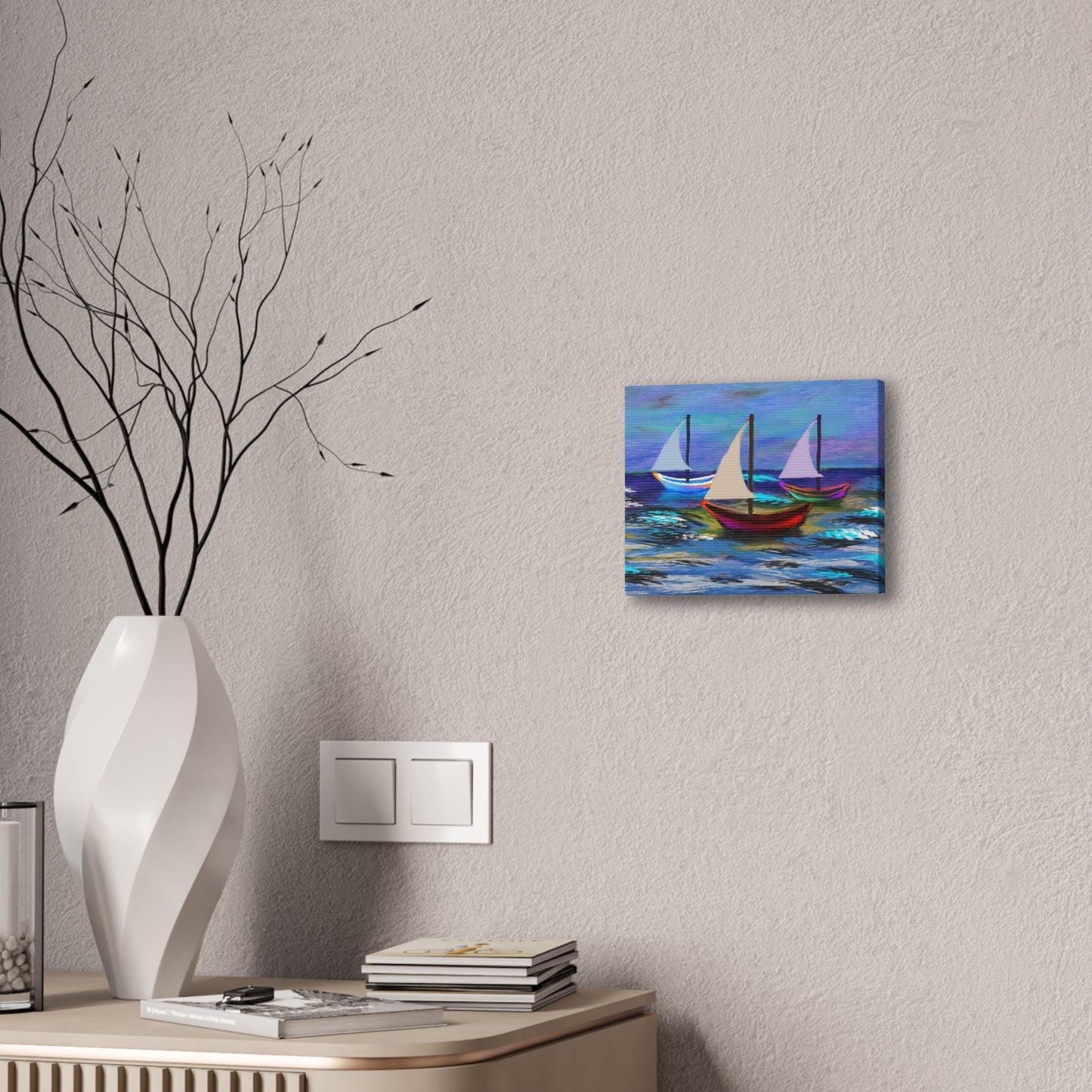 Sail Boats - Pastel _ Canvas Stretched, 0.75"