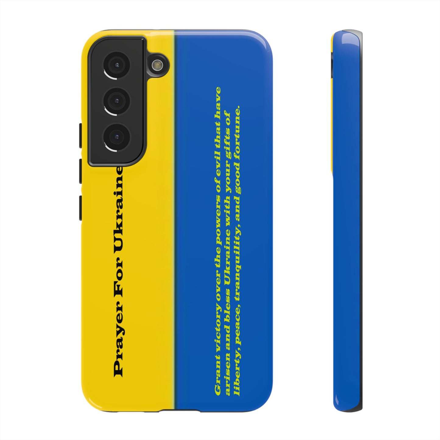 Flag of Ukraine with Prayer - Flag Phone Cases