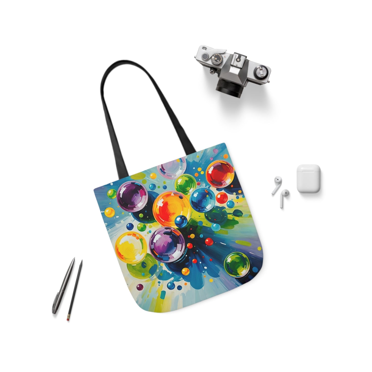 Colored Balls - Canvas Tote Bag, 5-Color Straps