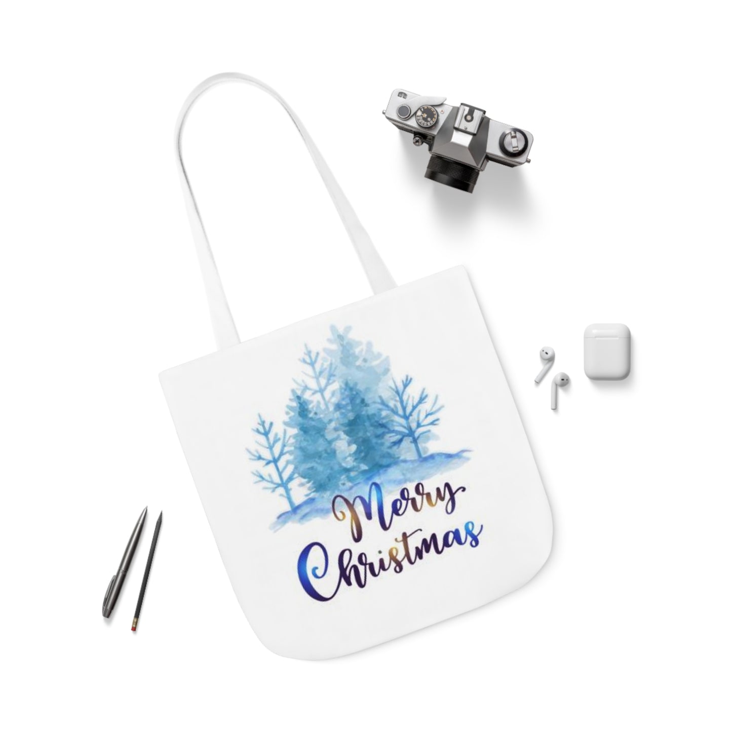 Merry Christmas - Canvas Tote Bag, 5-Color Straps - Christmas